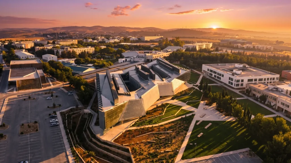 Aerial view of Cyprus International University eco-friendly green campus