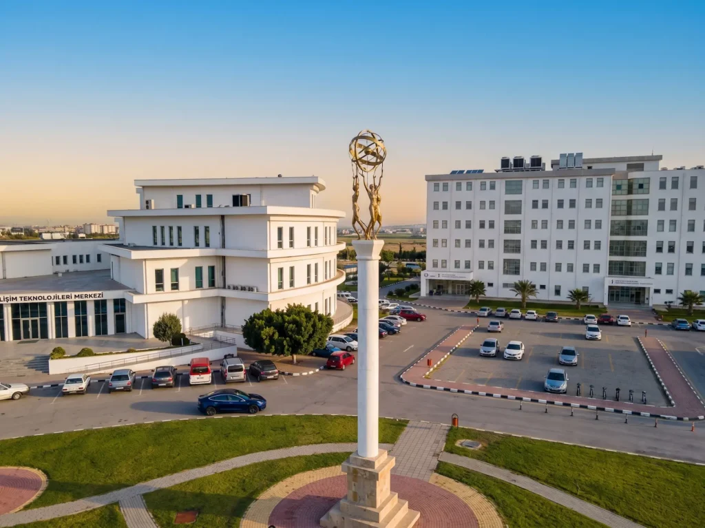 Main square and architectural monument at Near East University (NEU)